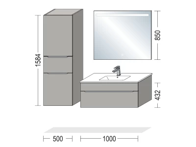 BSET100-001-1 fürdőszoba bútor - Laminált