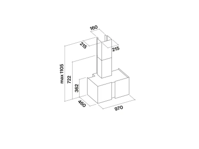 Falmec OUTLET - Páraelszívó MIRABILIA Square 97 inox T80 LED elszívótest - Kifutó termék!
