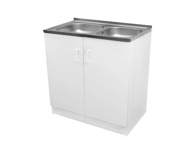 Komplett mosogató szekrény 80x50, nyílóajtós, 2med.tál, fehér front