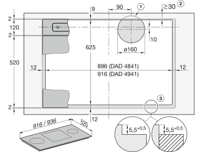 Miele DAD4841   D   MASW   230/50   TLK Pultba süllyeszthető páraelszívó