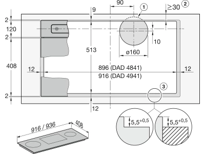 Miele DAD4841   D   MASW   230/50   TLK Pultba süllyeszthető páraelszívó
