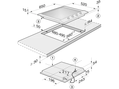 Miele KM 2010 Gázfőzőlap 