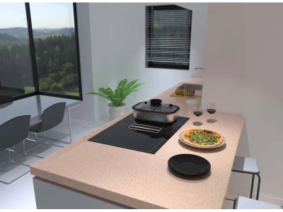 NODOR - Beépíthető főzőlap kerámia indukciós, beépített elszívóval N7220 BK AIRA plazmafilterrel