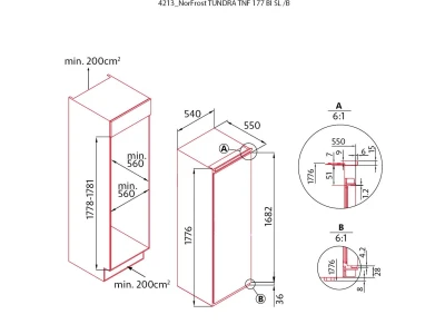 NODOR - Beépíthető hűtőszekrény NorFrost TNF-177 BI SL + Ajándék Hűtőtáska