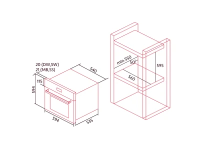 NODOR - Beépíthető sütő NorChef MO-6600 SS inox