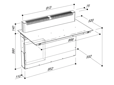 SIRIUS - Beépíthető indukciós főzőlap beépített elszívóval S-DDH9  90 cm