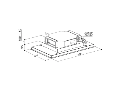 SIRIUS - Páraelszívó SLT-971 EM 120 cm H 160 TW Inox + ajándék CATA mikro MW-5120 DG
