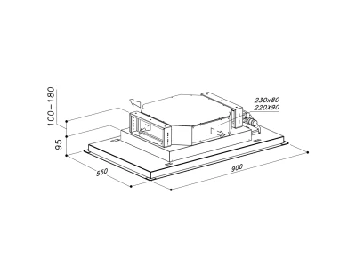 SIRIUS - Páraelszívó SLT-971 EM 90 cm H.160  TW inox 