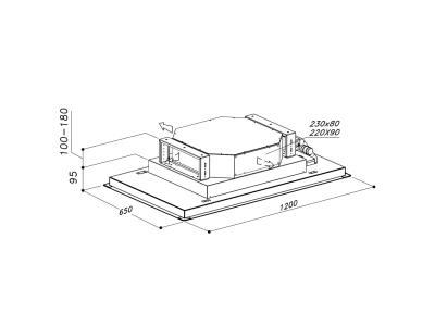SIRIUS - Páraelszívó SLT-971 LESS EM 120 cm H 160 TW Fehér üveg motor nélkül