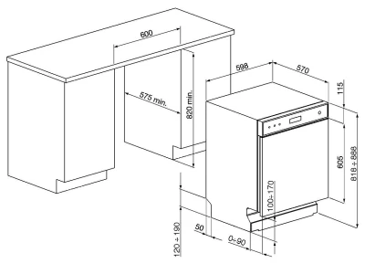 SMEG BEÉPÍTHETŐ MOSOGATÓGÉP, 60 cm, 14 teríték, 10+1 funkció, 7 hőmérséklet