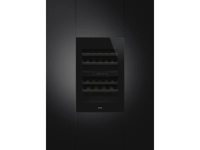 SMEG BEÉPÍTHETŐ BORHŰTŐ, Linea design, 88 cm, forgatható ajtó, fekete