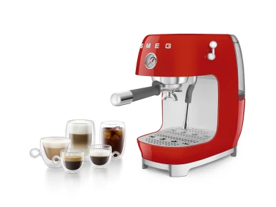 SMEG ESPRESSO KÁVÉFŐZŐ COLD BREW FUNKCIÓVAL, retro, piros