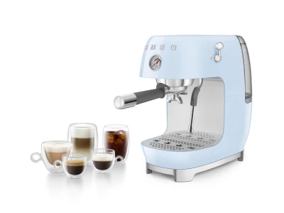 SMEG ESPRESSO KÁVÉFŐZŐ COLD BREW FUNKCIÓVAL, retro, világoskék