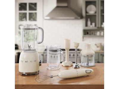 SMEG BOTMIXER SZETT, retro, bézs, tartalma: botmixer, keverőedény, pürésítő feltét, habverő, aprító