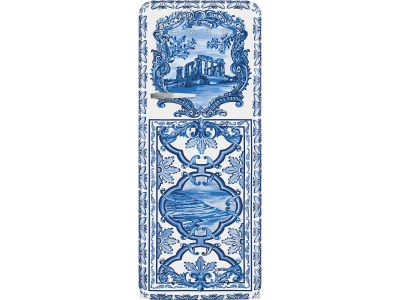 SMEG KOMBINÁLT HŰTŐ ÉS FAGYASZTÓ, retro, 60,1x150 cm, jobb oldali pántok, D&G Blu Mediterraneo kollekció
