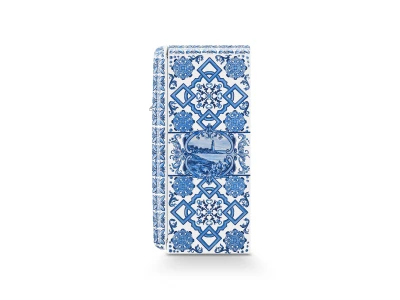 SMEG KOMBINÁLT HŰTŐ ÉS FAGYASZTÓ, retro, 60,1x150 cm, jobb oldali pántok, D&G Blu Mediterraneo kollekció