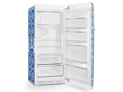SMEG KOMBINÁLT HŰTŐ ÉS FAGYASZTÓ, retro, 60,1x150 cm, jobb oldali pántok, D&G Blu Mediterraneo kollekció