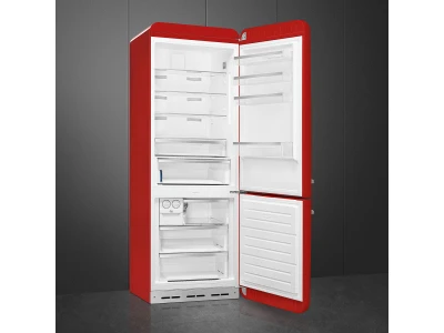 SMEG KOMBINÁLT HŰTŐ ÉS FAGYASZTÓ, retro, 70,6x205 cm, jobb oldali pántok,  piros