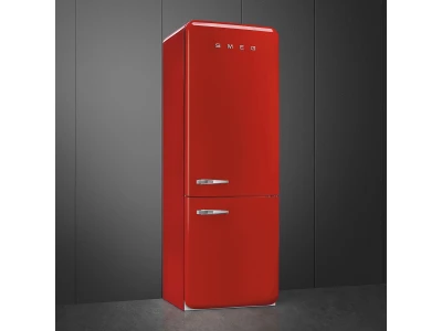 SMEG KOMBINÁLT HŰTŐ ÉS FAGYASZTÓ, retro, 70,6x205 cm, jobb oldali pántok,  piros