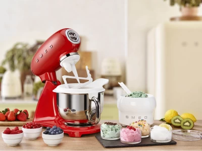 SMEG KONYHAI ROBOTGÉP, retro, piros test és talp