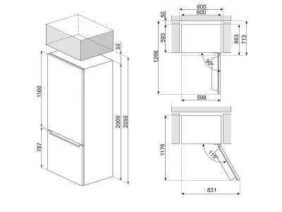 SMEG SZABADONÁLLÓ HŰTŐ ÉS FAGYASZTÓ, 60x200 cm, Active Ion, Life Plus zóna, külső kijelző, inox