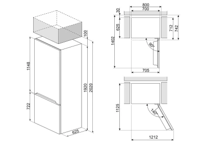 SMEG SZABADONÁLLÓ HŰTŐ ÉS FAGYASZTÓ, 70,5x202 cm, külső kijelző, fordítható ajtó, inox