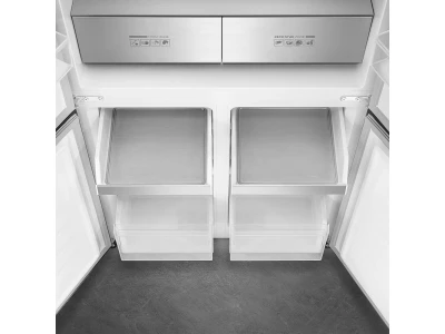 SMEG SZABADONÁLLÓ HŰTŐ ÉS FAGYASZTÓ, 91x190,5 cm, D energiaosztály, francia ajtó, fekete