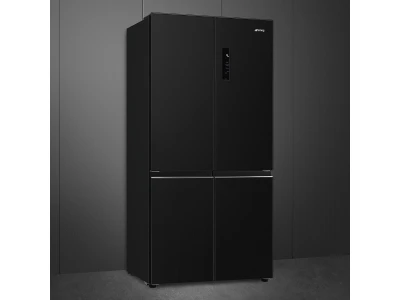 SMEG SZABADONÁLLÓ HŰTŐ ÉS FAGYASZTÓ, 91x190,5 cm, D energiaosztály, francia ajtó, fekete