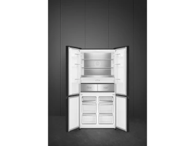 SMEG SZABADONÁLLÓ HŰTŐ ÉS FAGYASZTÓ, 91x190,5 cm, D energiaosztály, francia ajtó, fekete