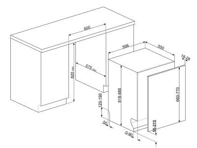 SMEG TELJESEN BEÉPÍTHETŐ MOSOGATÓGÉP, 60 cm, 13 teríték, 10+1 funkció, 42 dB, B energiao., 3 FlexiDuo kosár