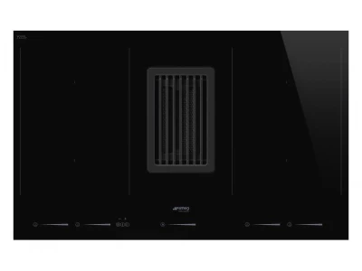 SMEG páraelszívóval integrált indukciós főzőlap, UNI,egyenes élű fekete üveg