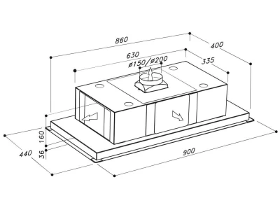 Sirius - Páraelszívó SLT-958 EM H200 TW inox motor nélkül - A készlet erejéig rendelhető!